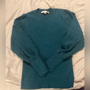 LOFT Shimmering Teal Knit Top Medium